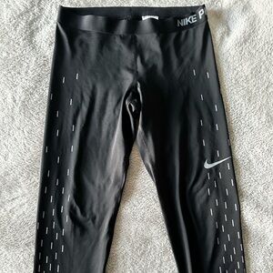 Nike Black Women's Dri-fit Capris with Reflective Accents